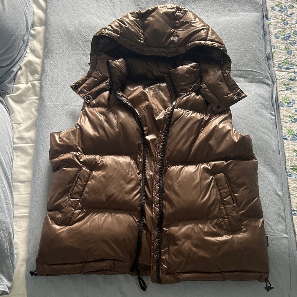 Sanctuary Brown Puffer Hooded Vest